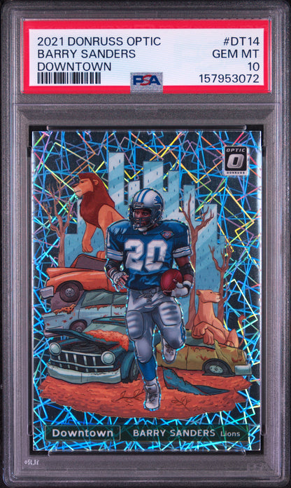 Barry Sanders 2021 Donruss Optic Downtown PSA 10 Gem Mint 3072