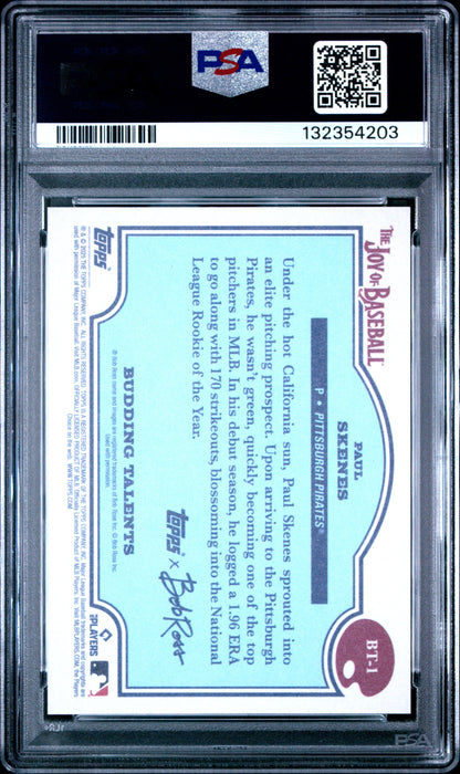 Paul Skenes 2025 Topps Bob Ross Budding Talents Prussion Blue #4/50 PSA 9 Mint