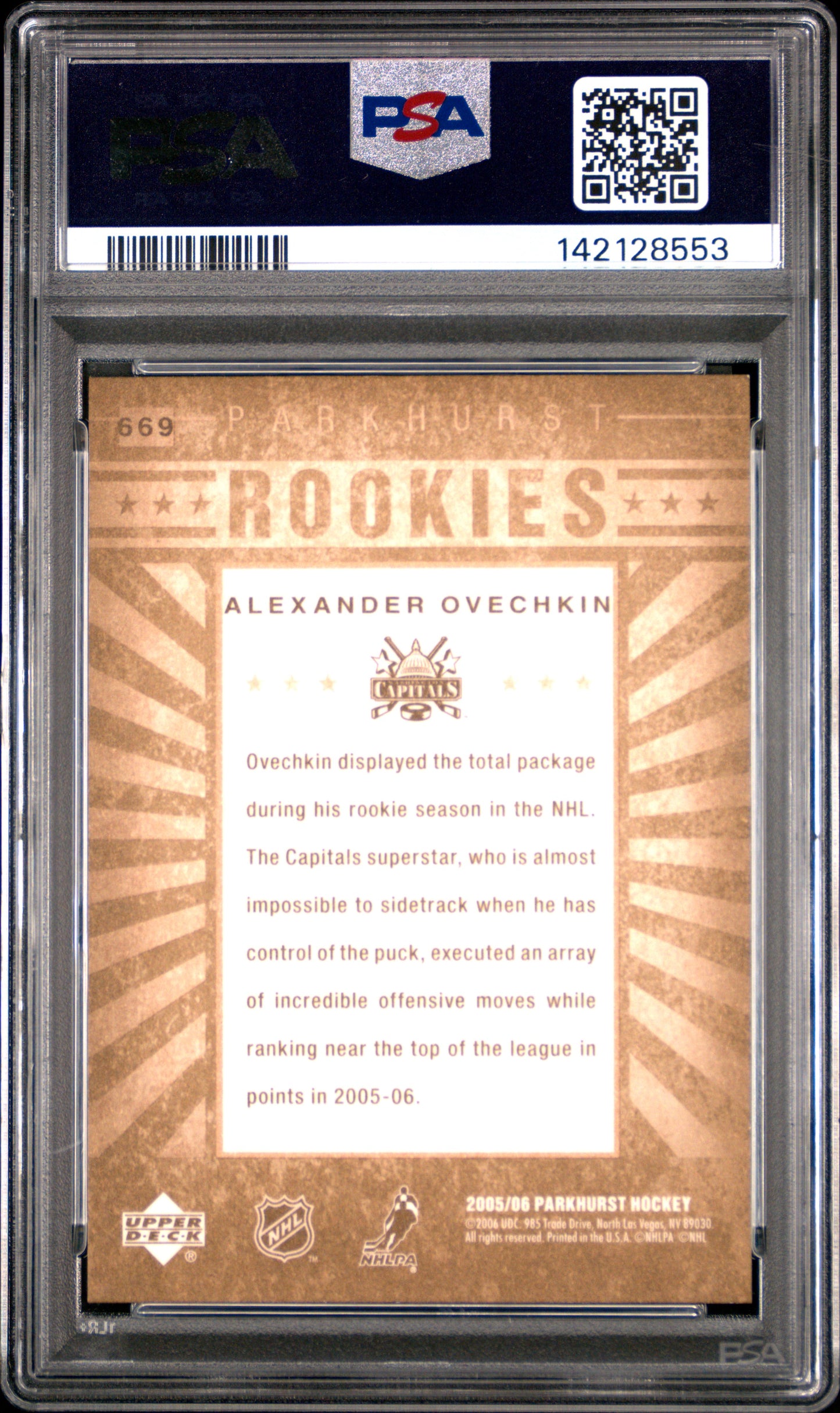 Alex Ovechkin 2005 Parkhurst Rookie #669 PSA 9 Mint