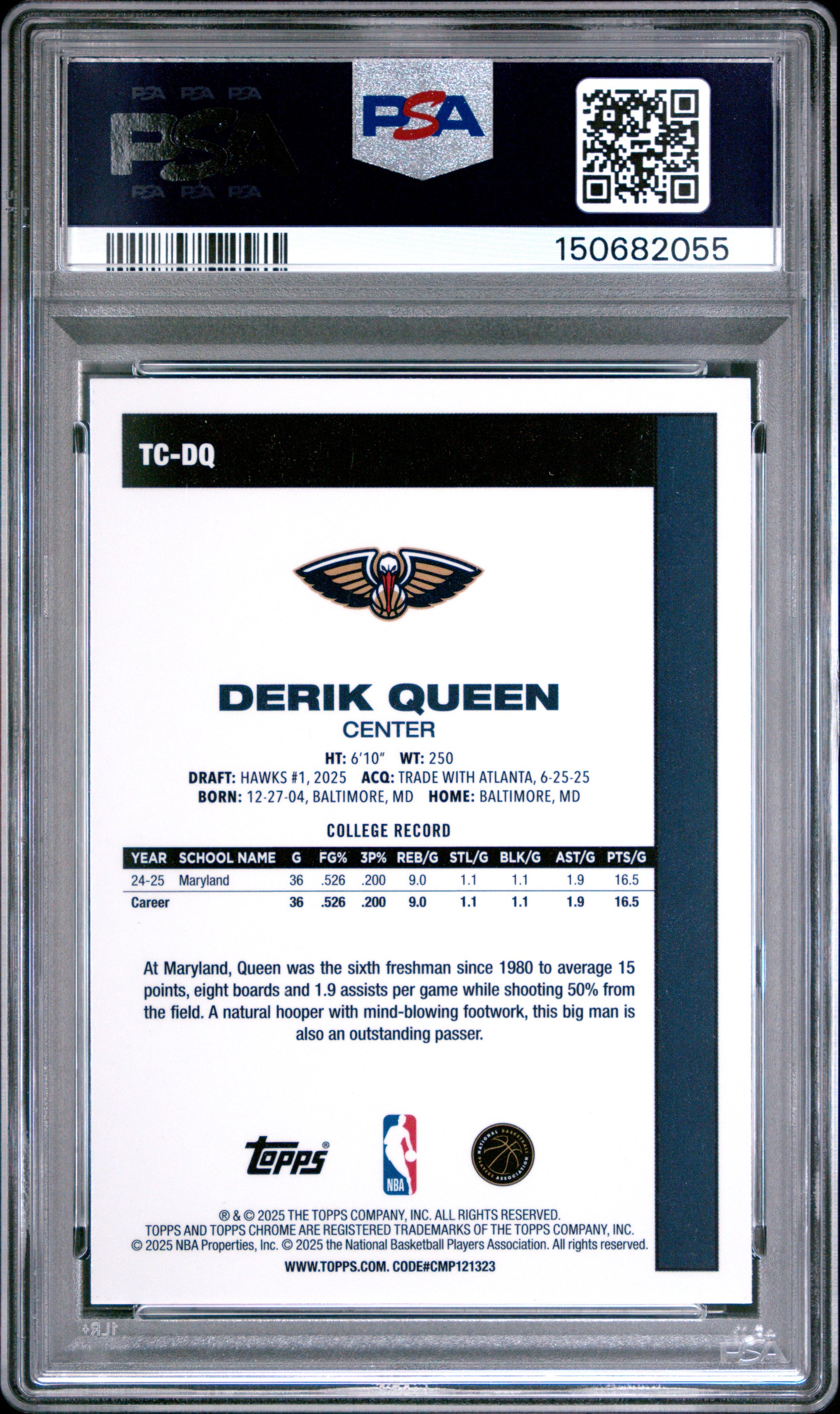 Derik Queen 2025 Topps Silver Pack Blue #86/150 PSA 10 Gem Mint