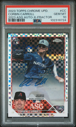 Corbin Carroll 2023 Topps Chrome Update Xfractor Auto #20/125 PSA 10 Gem Mint