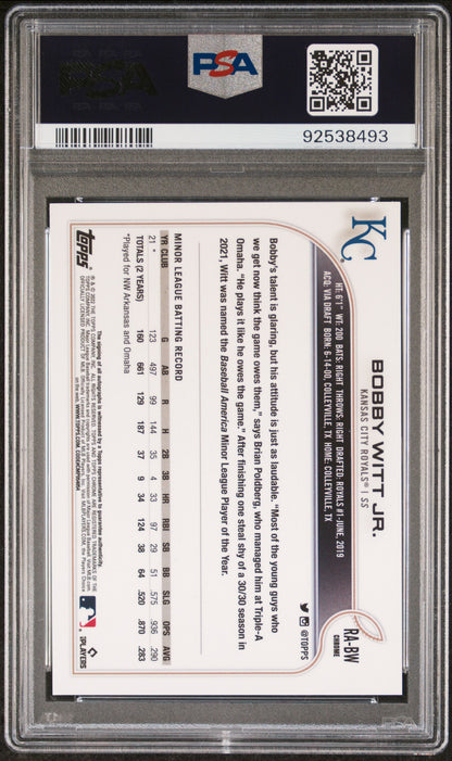Bobby Witt Jr. 2022 Topps Chrome Rookie Auto PSA 9 Auto 10