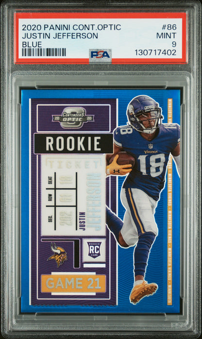 Justin Jefferson 2020 Panini Contenders Optic Blue Rookie #66/99 PSA 9 Mint