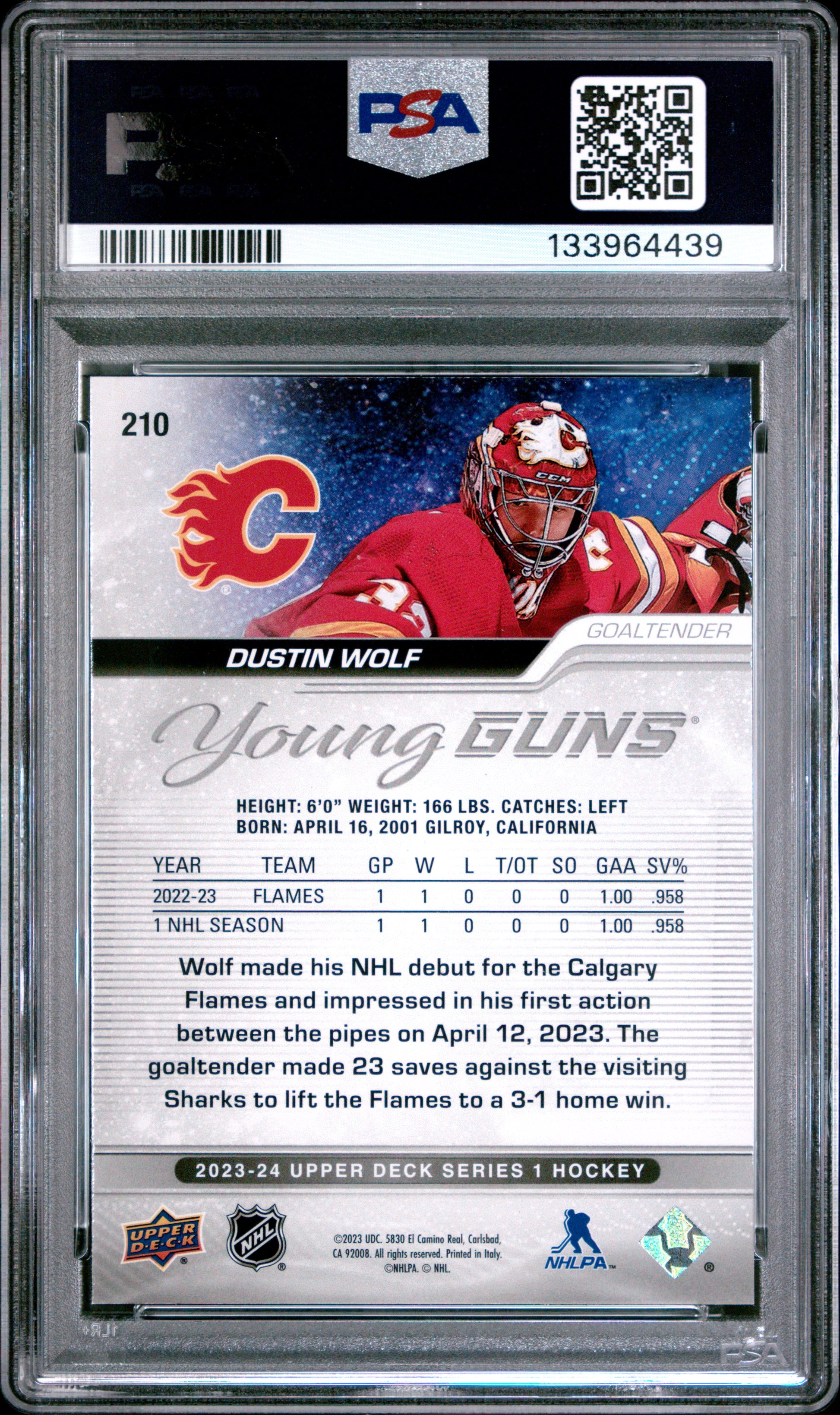 Dustin Wolf 2023 Upper Deck Outburst Rookie #210 PSA 8 Nm-Mint