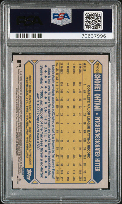 Shohei Ohtani 2022 Topps Silver Pack 1987 Topps PSA 10 Gem Mint 7996
