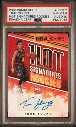 Trae Young 2018 Hoops Hot Signatures Auto PSA 8 Auto 10