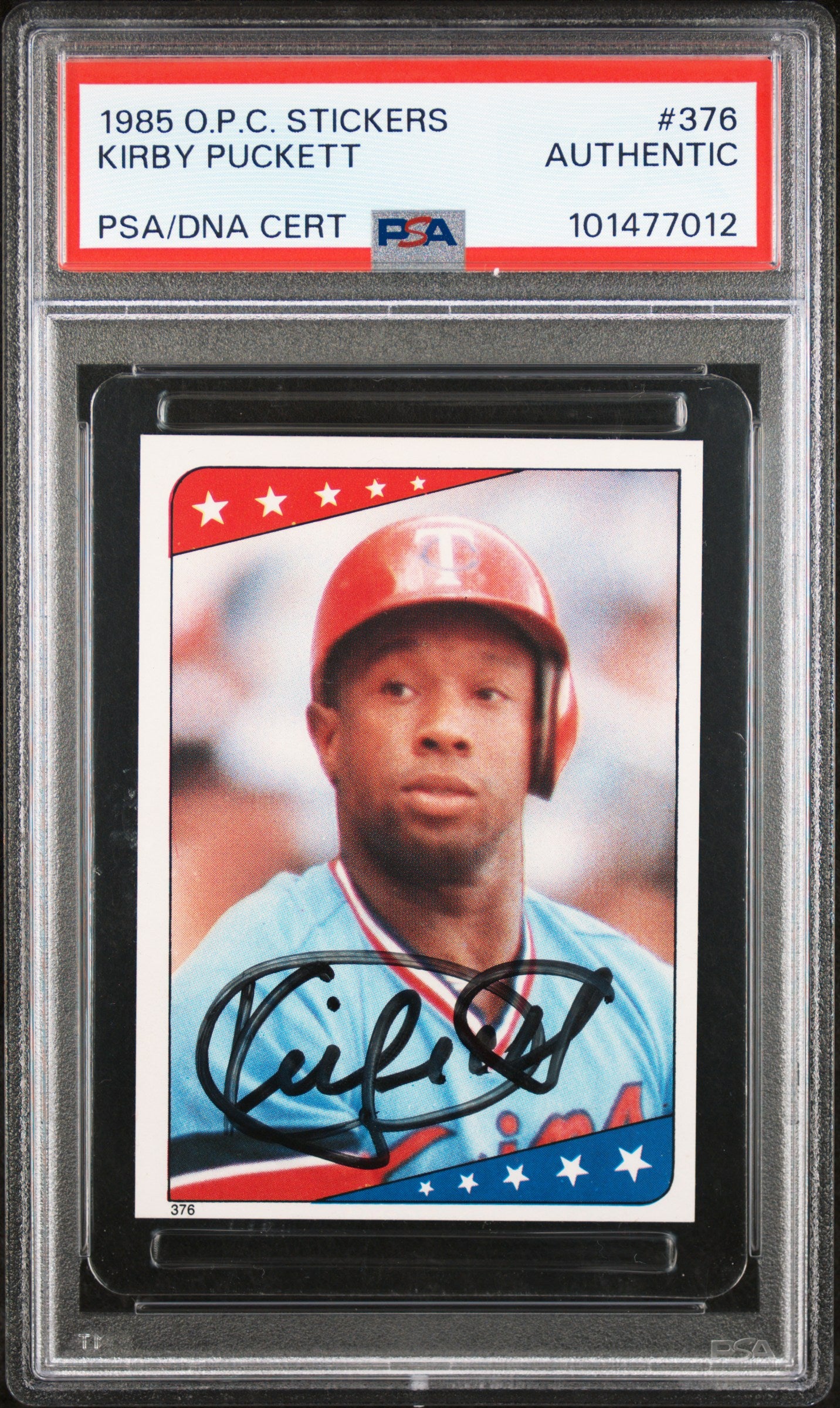 Kirby Puckett 1985 OPC Stickers Autograph PSA Auth
