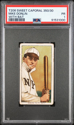 Mike Donlin with bat 1909-11 T206 Sweet Caporal 350/30 PSA 1 Poor