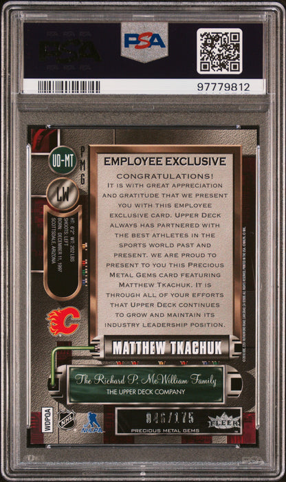 Matthew Tkachuk 2016 Upper Deck Employee Precious Metal Gems Purple #46/175 PSA 8 Nm-Mint