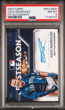 Julio Rodriguez 2023 Topps Postseason Auto #34/50 PSA 8 Nm-Mint