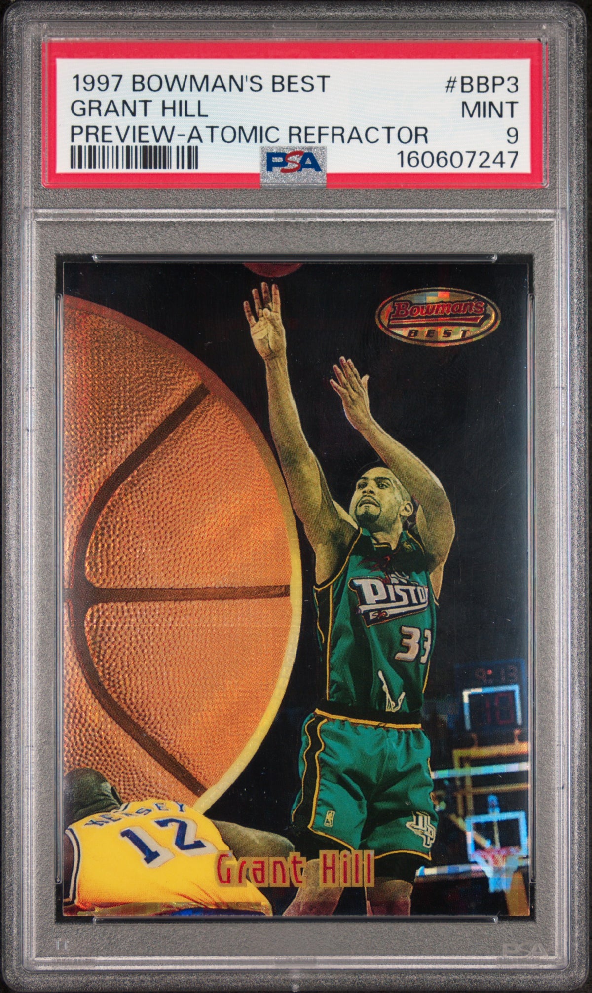 Grant Hill 1997 Bowmans Best Preview Atomic Refractor PSA 9 Mint
