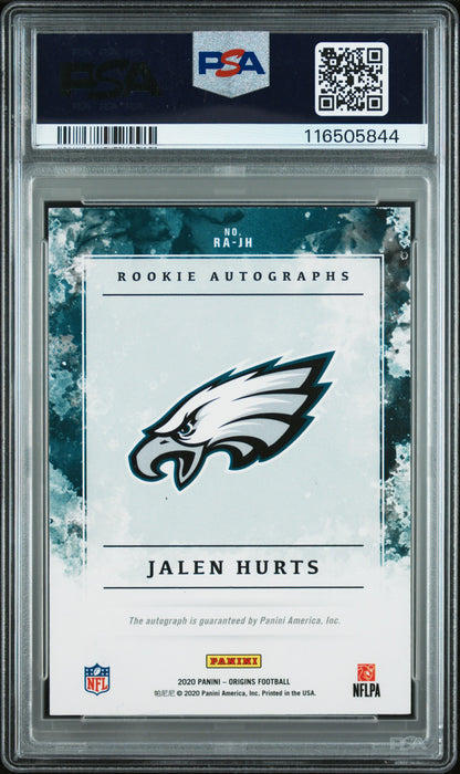 Jalen Hurts 2020 Panini Origins Rookie Auto Purple #6/17 PSA 9 Auto 10