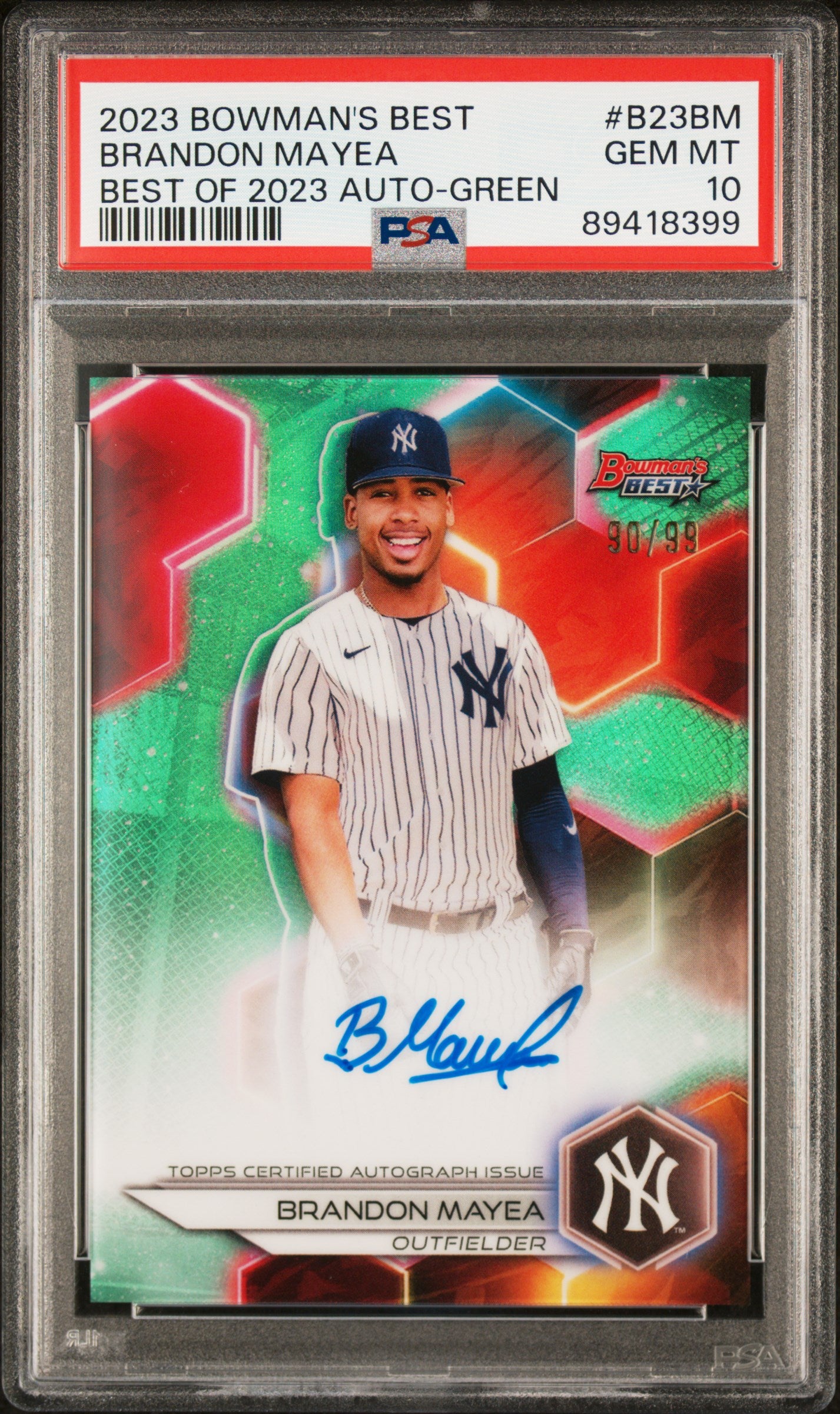 Brandon Mayea 2023 Bowmans Best Green Auto #90/99 PSA 10 Gem Mint