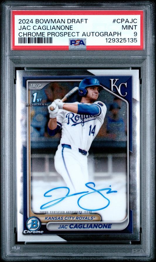 Jac Caglianone 2024 Bowman Chrome Draft Auto PSA 9 Mint