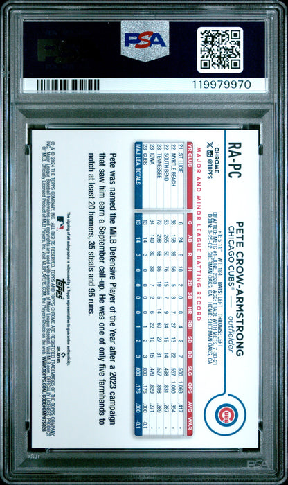 Pete Crow-Armstrong 2024 Topps Chrome Rookie Auto Blue Raywave #124/150 PSA 6 Ex-Mint