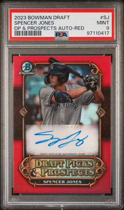 Spencer Jones 2023 Bowman Draft Red Prospects Auto #2/5 PSA 9 Mint