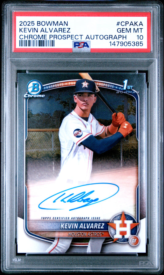Kevin Alvarez 2025 Bowman Chrome Autograph PSA 10 Gem Mint