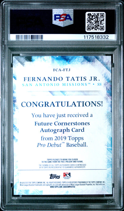 Fernando Tatis Jr. 2019 Topps Pro Debut Future Cornerstones Auto #20/20 PSA 10 Gem Mint
