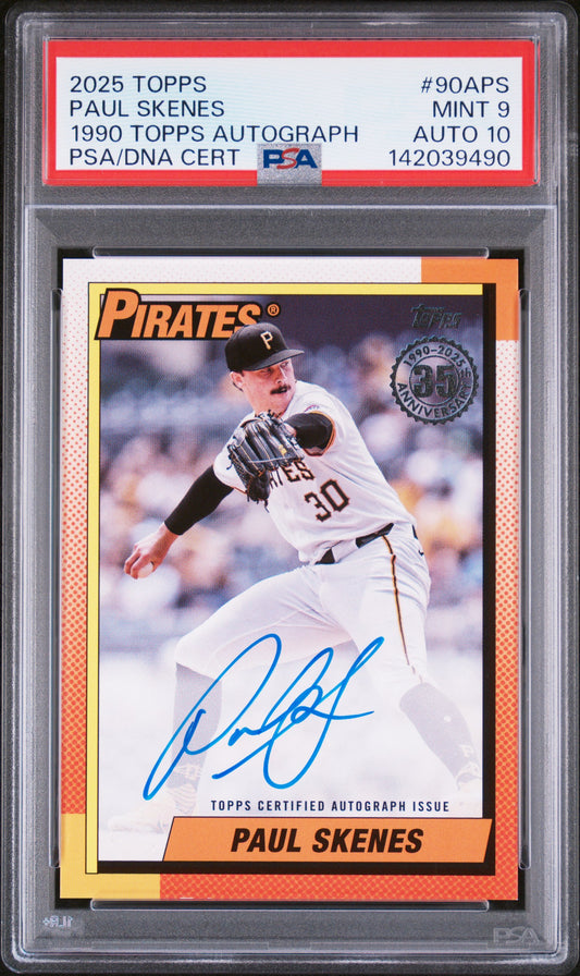 Paul Skenes 2025 Topps 1990 Topps Autographs PSA 9 Mint 10 Auto