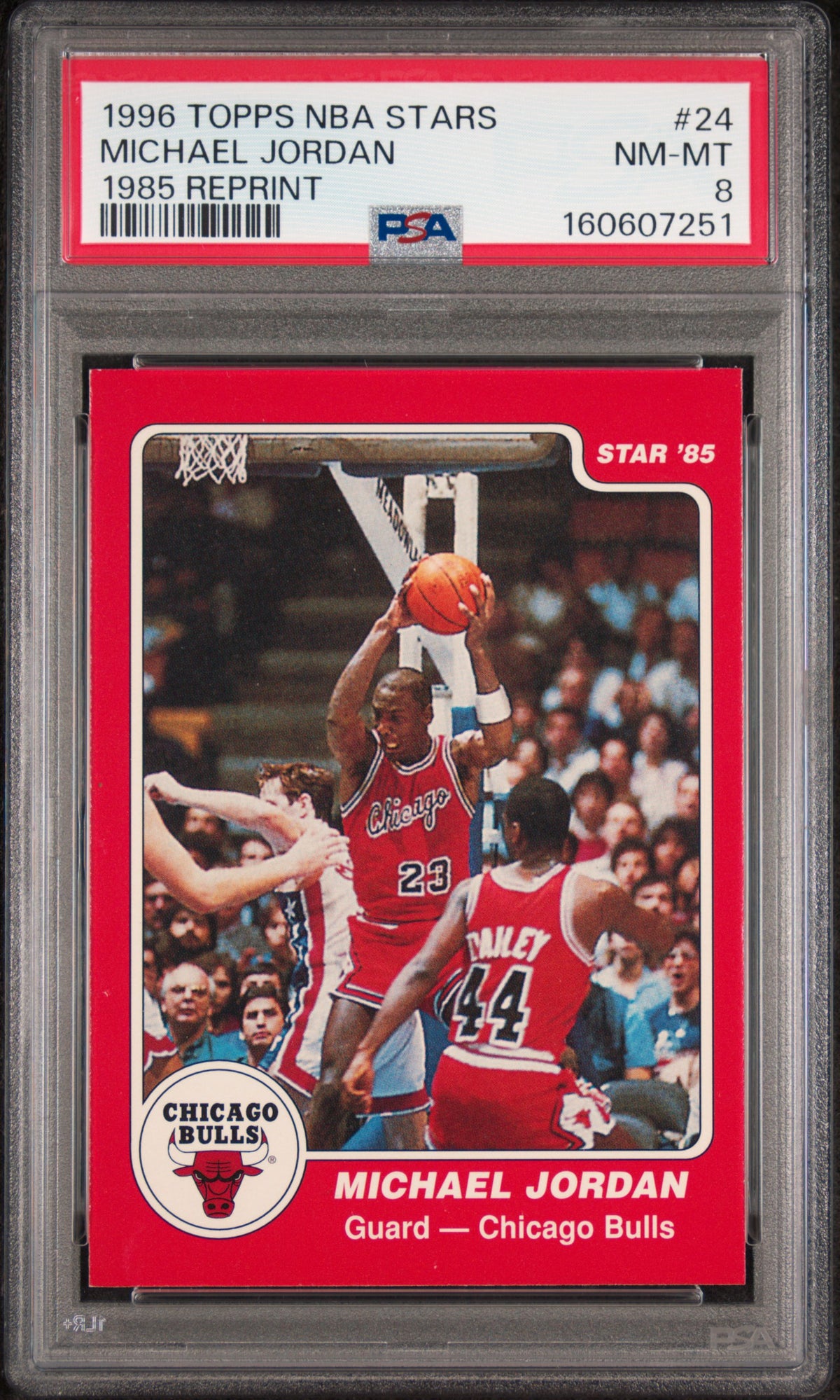 Michael Jordan 1996 Topps NBA Stars 1985 Reprint PSA 8 Nm-Mint
