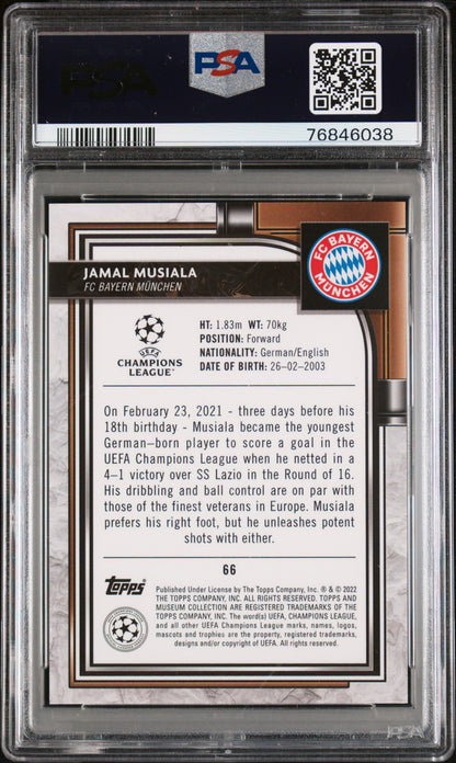 Jamal Musiala 2021 Museum Collection Champions League Ruby #22/25 PSA 10 Gem Mint