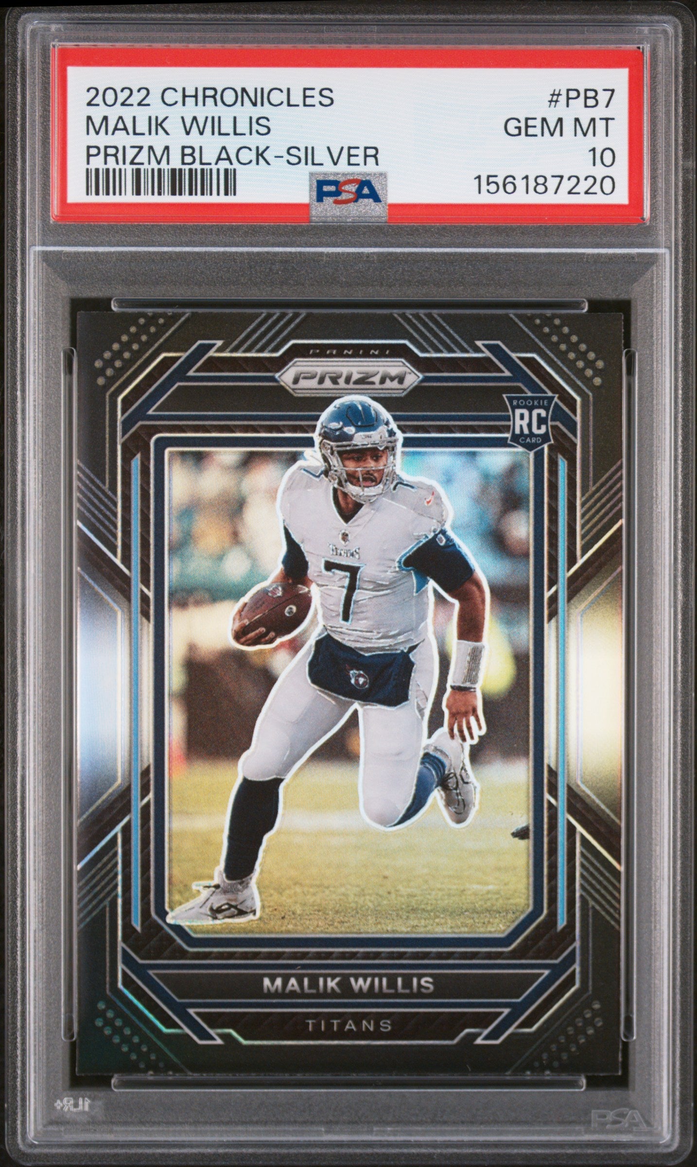Malik Willis 2022 Chronicles Prizm Black Rookie #PB7 Silver Prizm PSA 10 Gem Mint