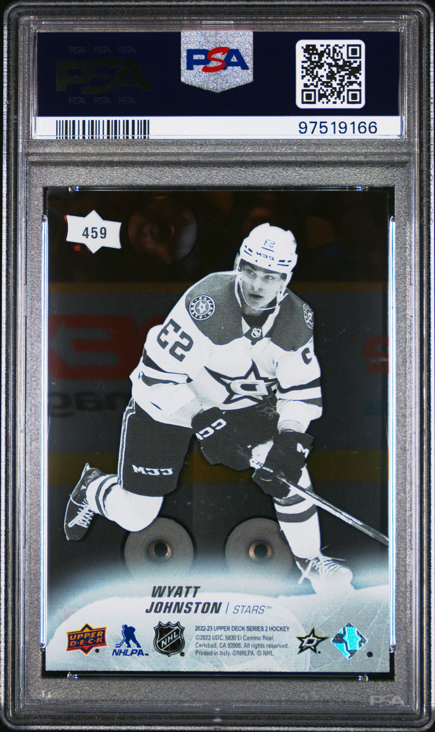 Wyatt Johnston 2022 Upper Deck Rookie #459 Clear Cut PSA 10 Gem Mint