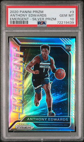 Anthony Edwards 2020 Panini Prizm Emergent Silver PSA 10 Gem Mint