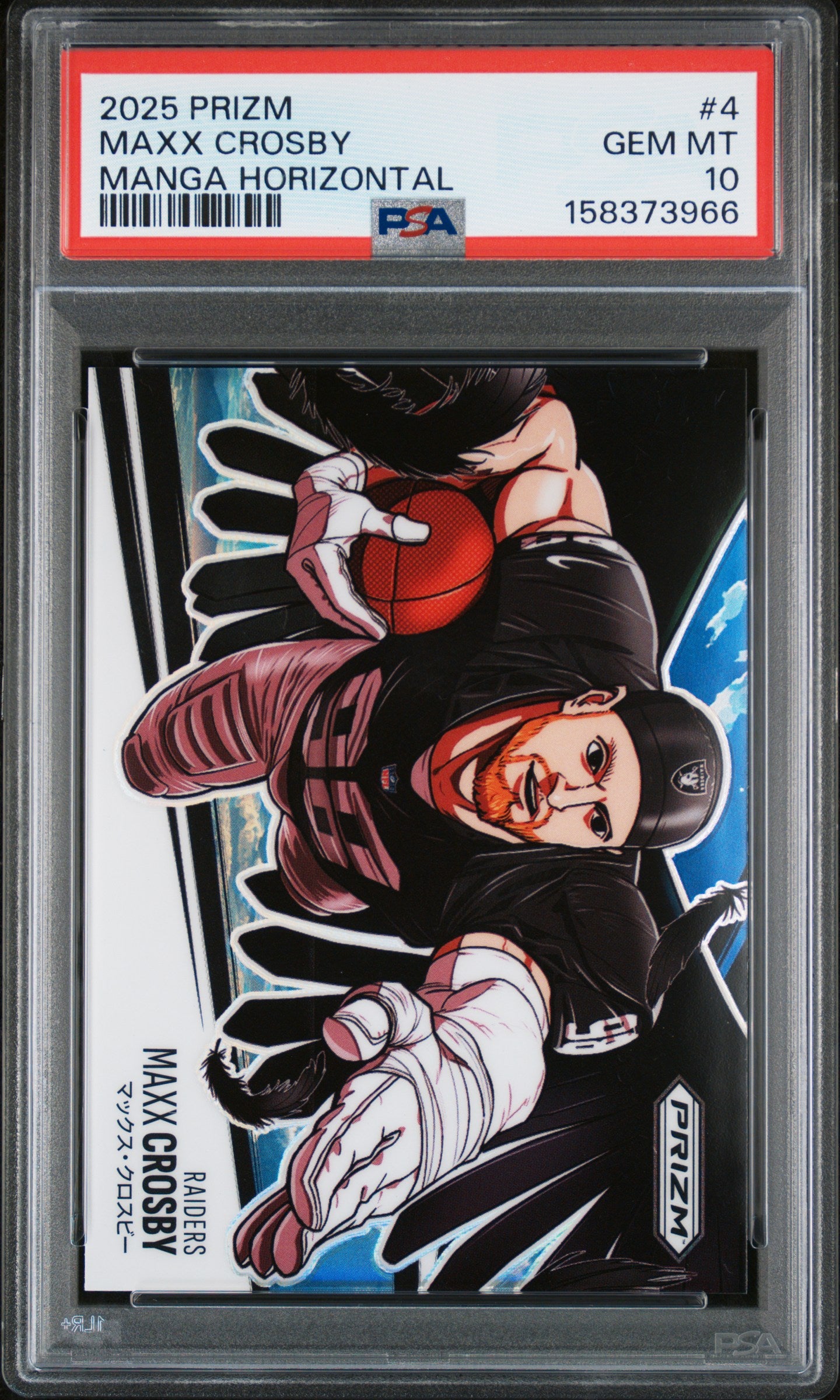 Maxx Crosby 2025 Panini Prizm Manga Horizontal PSA 10 Gem Mint