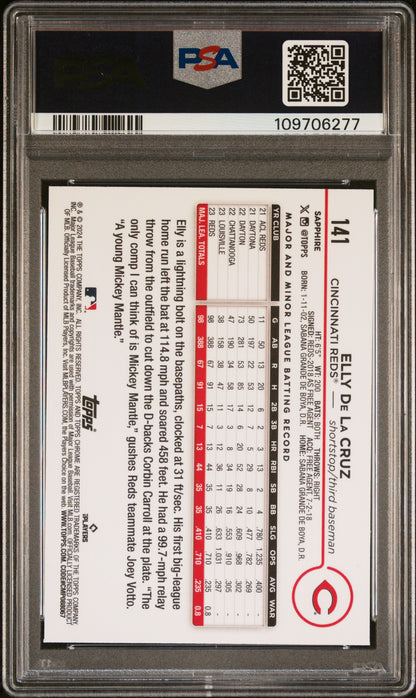 Elly de la Cruz 2024 Topps Chrome Sapphire Rookie #141 PSA 10 Gem Mint