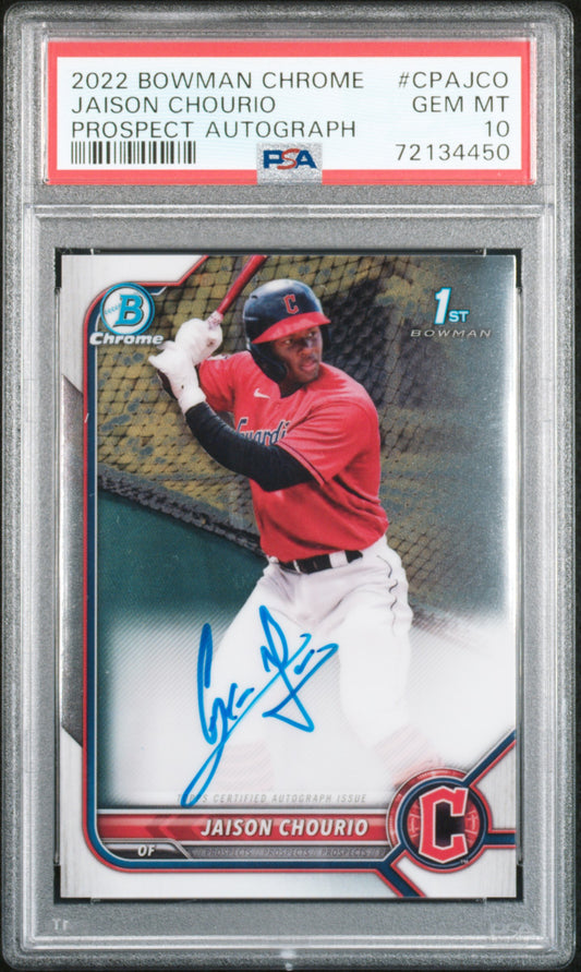 Jaison Chourio 2022 Bowman Chrome Autograph PSA 10 Gem int 4450