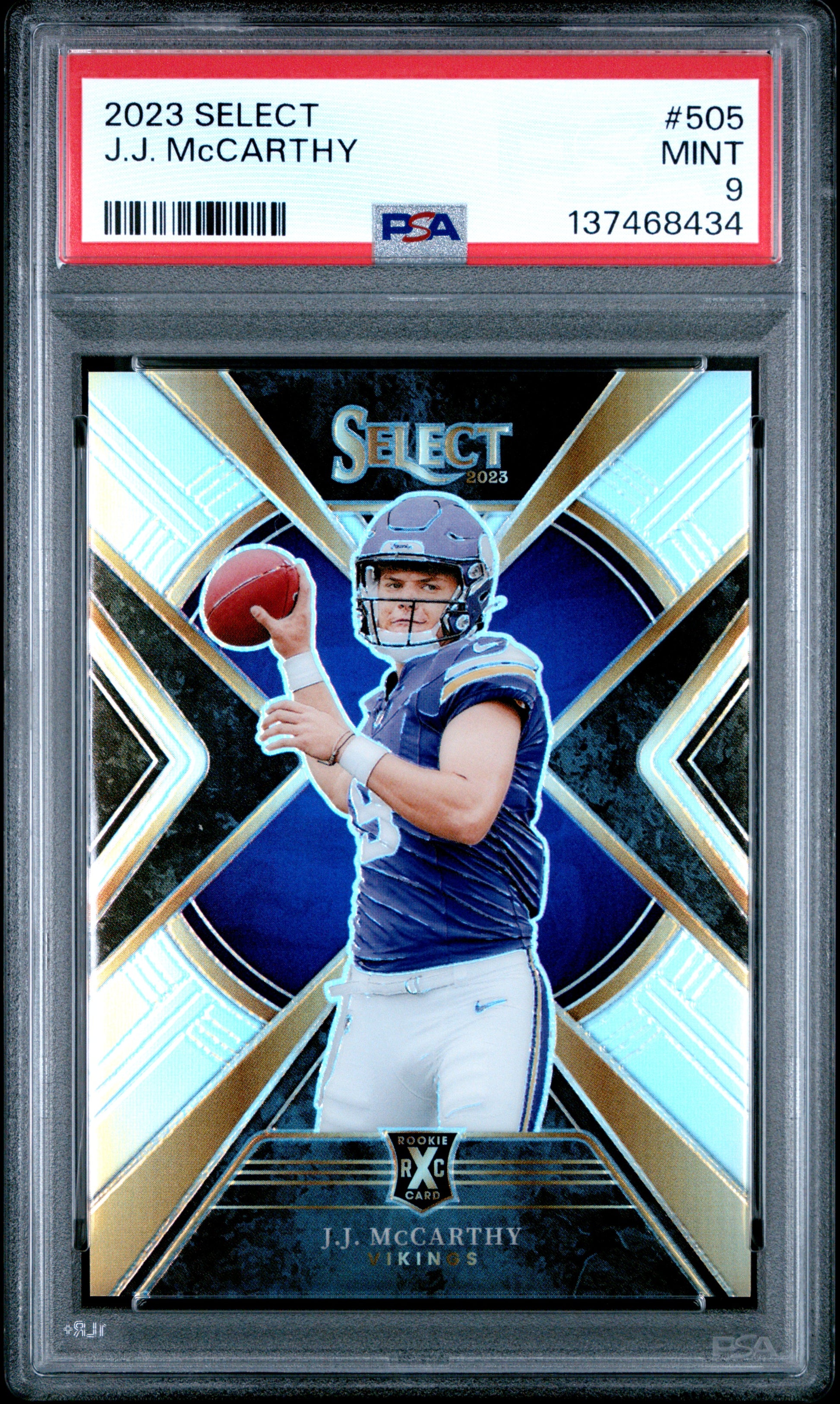 J.J. McCarthy 2023 Panini Select XRC #505 PSA 9 Mint