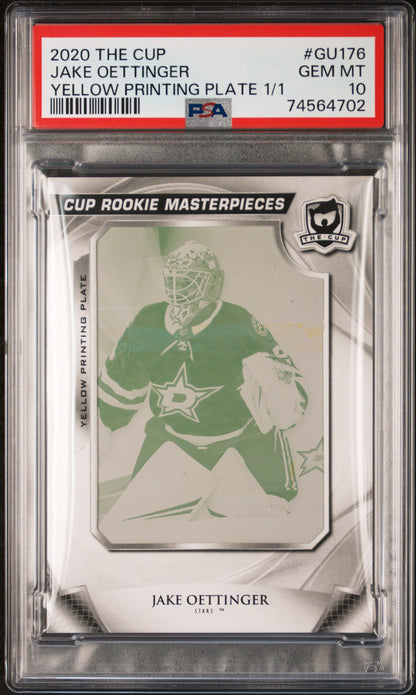 Jake Oettinger 2020 Upper Deck The Cup Yellow Printing Plate #1/1 PSA 10 Gem Mint