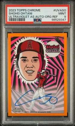 Shohei Ohtani 2023 Topps Chrome Ultraviolet Orange Auto #9/25 PSA 9 Mint