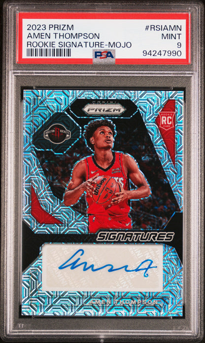 Amen Thompson 2023 Panini Prizm Rookie Signature Mojo Auto #6/25 PSA 9 Mint