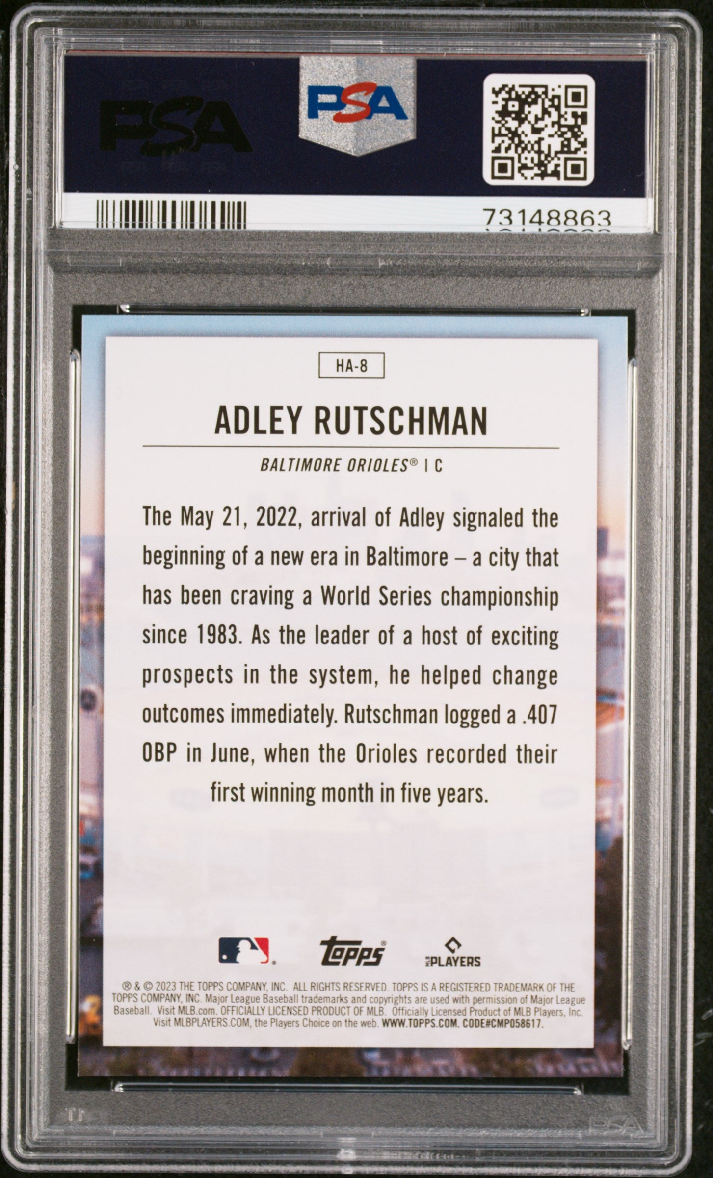Adley Rutschman 2023 Topps Home Field Advantage Rookie PSA 10 Gem Mint