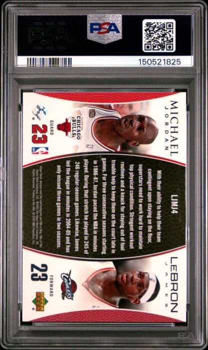 Michael Jordan + Lebron James 2005 Upper Deck Bonus Pack #LJMJ4 PSA 10 Gem Mint