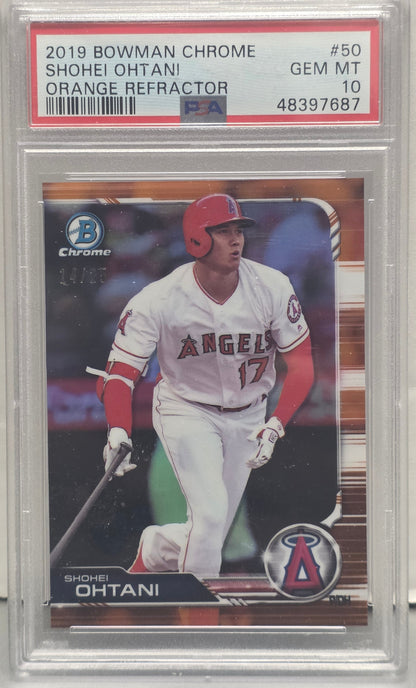Shohei Ohtani 2019 Bowman Chrome #50 Orange Refractor #14/25 PSA 10 Gem Mint