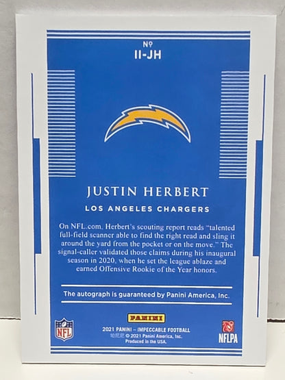 Justin Herbert 2021 Panini Impeccable Impressions Auto #13/35