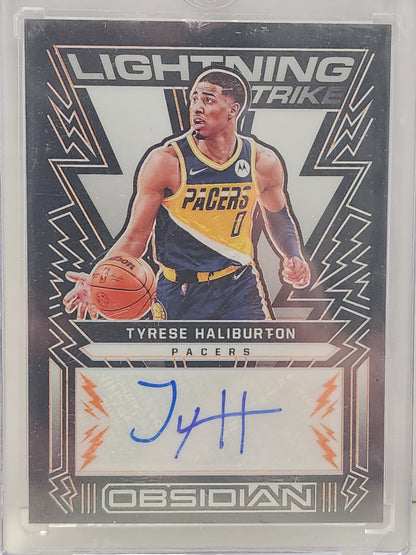 Tyrese Haliburton 2021 Panini Obsidian Lightning Strike Orange Auto #7/35