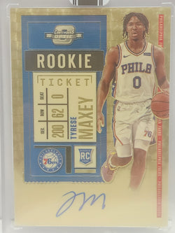 Tyrese Maxey 2020 Contenders Optic Gold Vinyl Rookie Auto 2024 Black Box 1/1