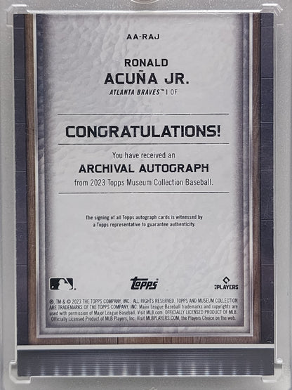 Ronald Acuna Jr. 2023 Topps Museum Collection Blue Archival Auto #11/20