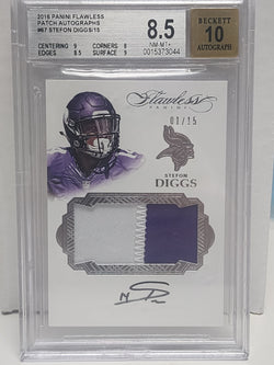 Stefon Diggs 2016 Panini Flawless Patch Auto #1/15 BGS 8.5 Auto 10