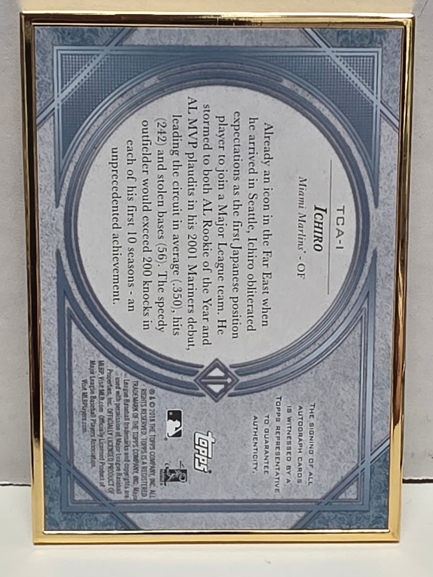 Ichiro 2018 Topps Transcendent Gold Framed Auto #7/25