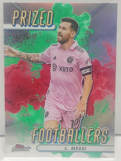 Lionel Messi 2023 Topps Finest MLS Prized Footballers Green/Red Fusion #5/25