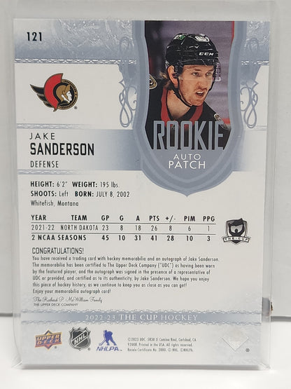 Jake Sanderson 2022 Upper Deck The Cup Rookie Patch Auto #24/249
