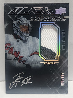 Pyotr Kochetkov 2022 Upper Deck SPX Black Lustrous Rookie Patch Auto #9/125