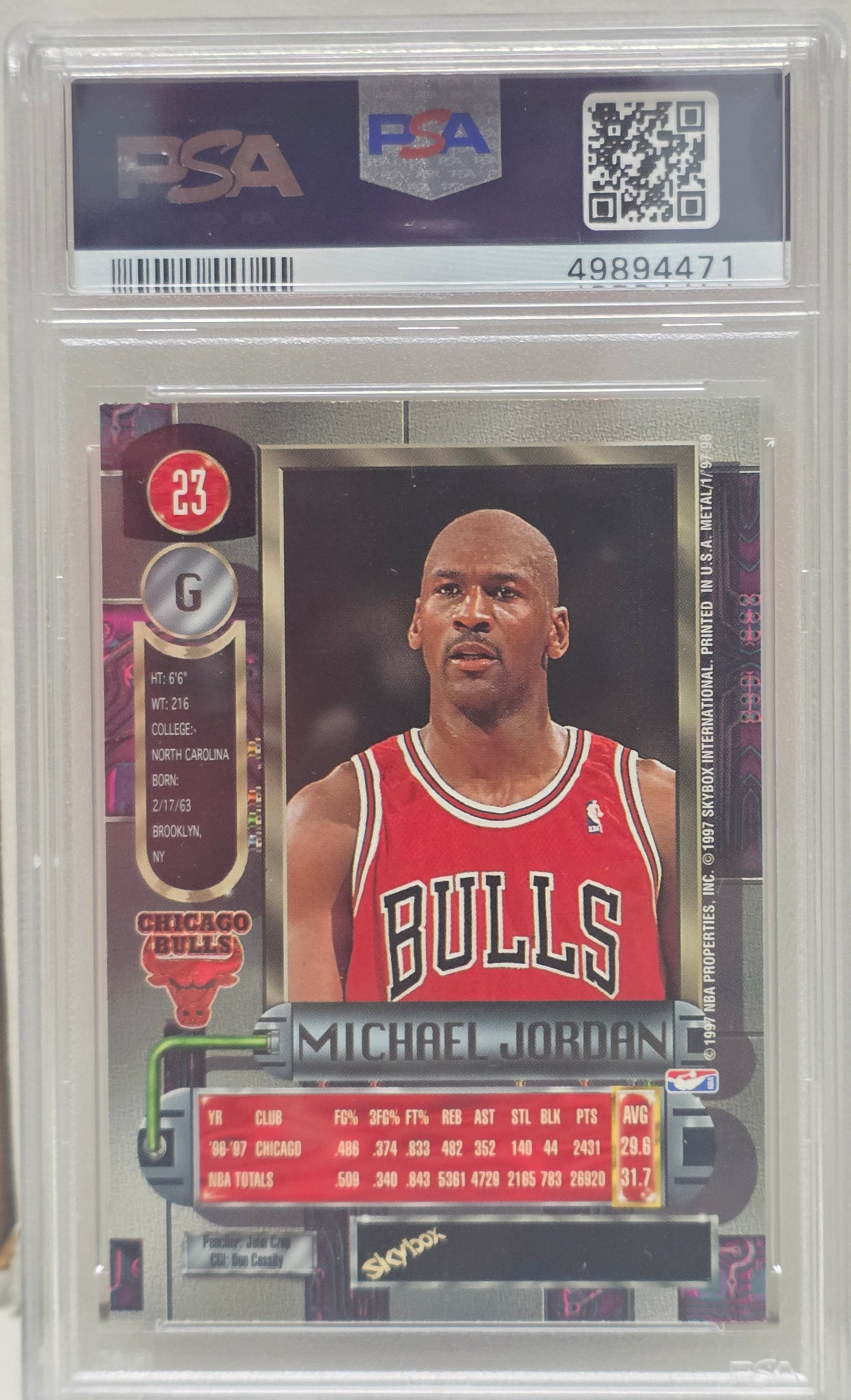 Michael Jordan 1997 Metal Universe #23 PSA 7 Near Mint 4471
