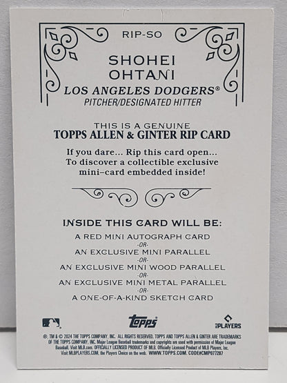 Shohei Ohtani 2024 Topps Allen and Ginter Rip Card #15/50