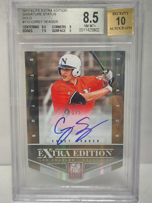 Corey Seager 2012 Elite Extra Edition Gold Auto #2/5 BGS 8.5 Auto 10